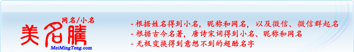 根據(jù)姓名得到小名，昵稱(chēng)和網(wǎng)名；根據(jù)古今名著，唐詩(shī)宋詞得到小名，昵稱(chēng)和網(wǎng)名；無(wú)極變換得到意想不到的超酷名字