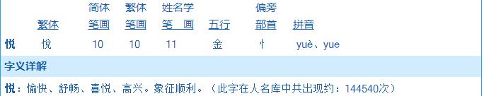 帶“悅”字的最新寶寶起名大全