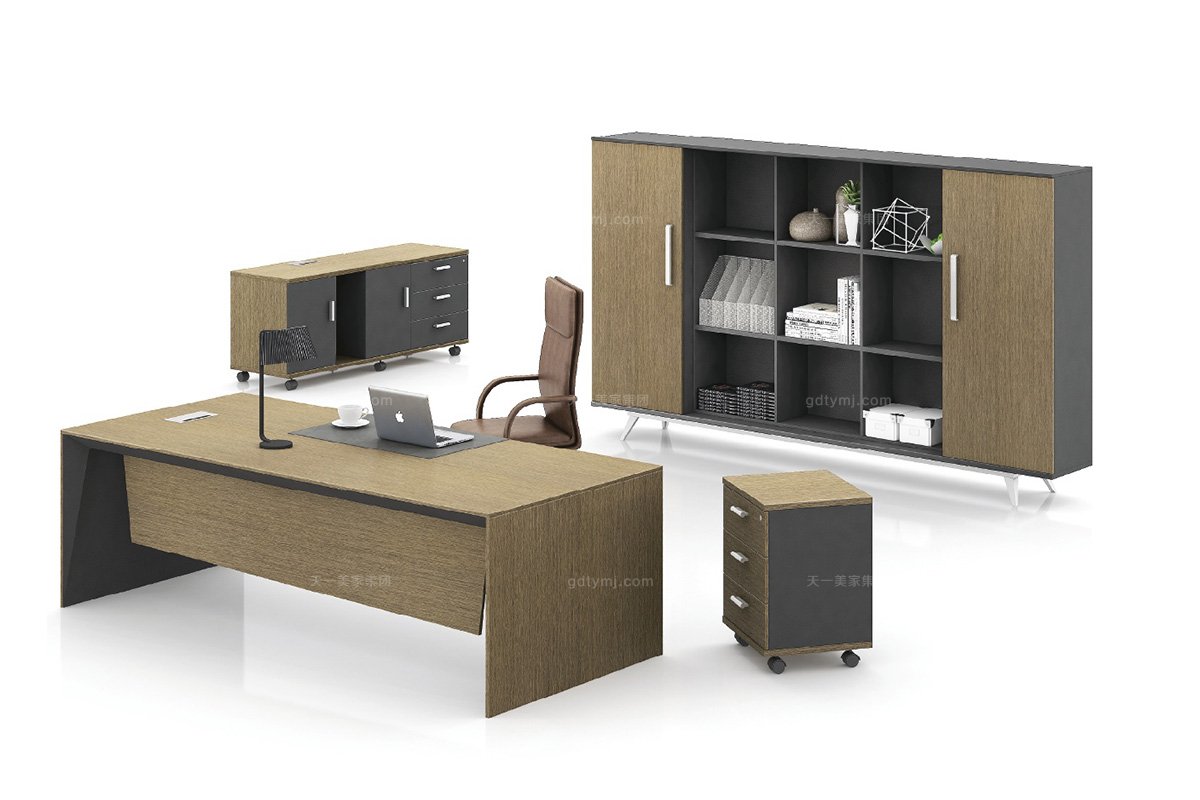 高端輕奢辦公家具品牌公司時(shí)尚現(xiàn)代辦公室實(shí)木真皮辦公桌椅書柜組合辦公組合家具