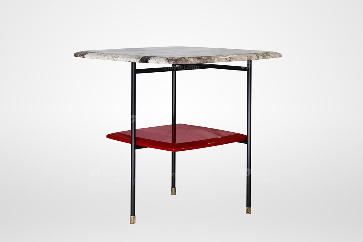 簡美輕奢風(fēng)格家具高端別墅會所家具品牌客廳時(shí)尚大理石面+金屬角幾邊幾3025-224邊幾1