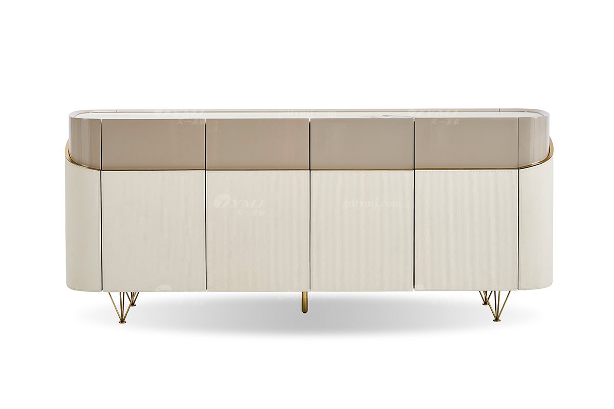 意式輕奢家具高端別墅會所豪宅家用時尚奢華天然大理石米色餐邊柜