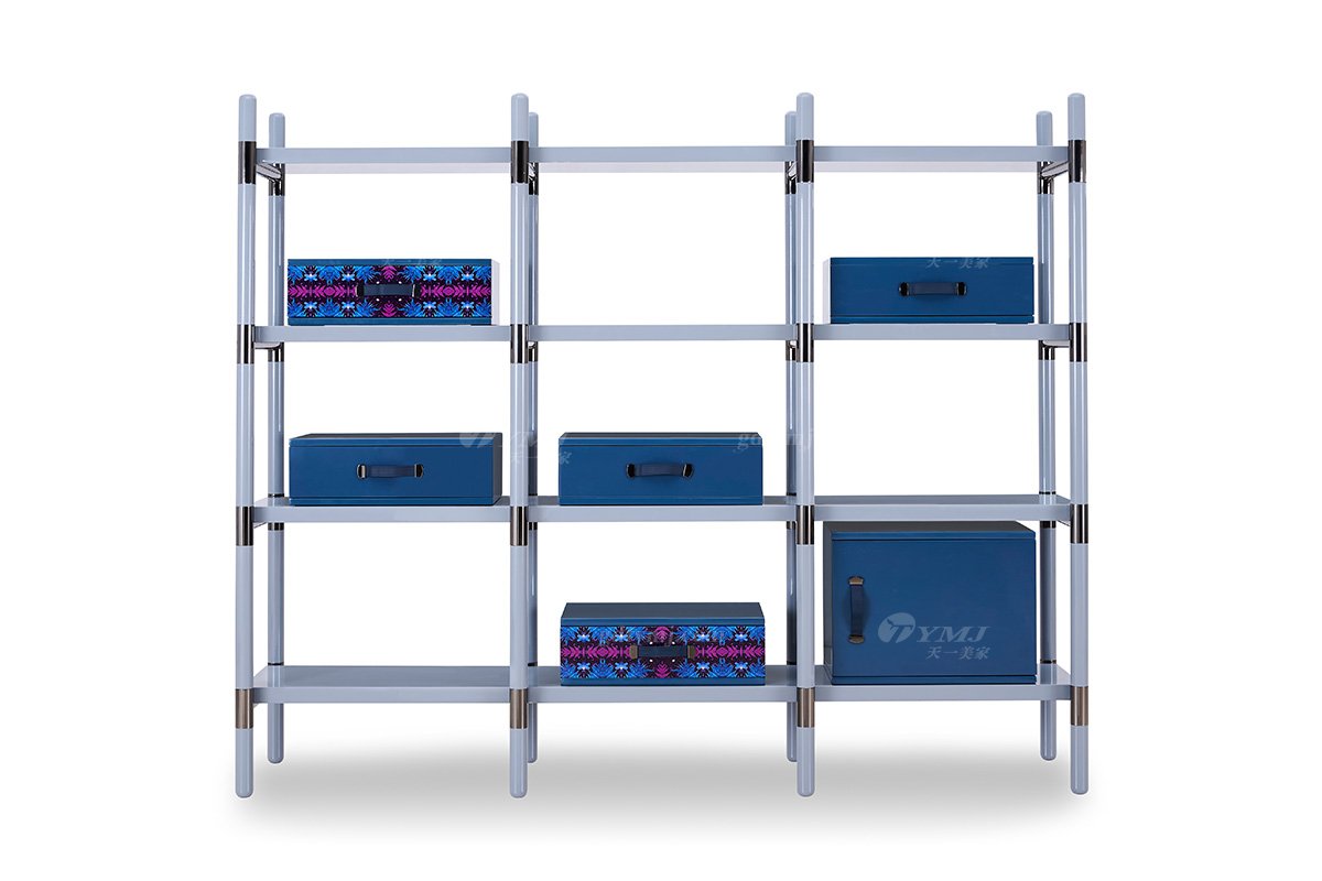 意式輕奢家具高端別墅會所豪宅家用時尚奢華不銹鋼金屬書柜書架