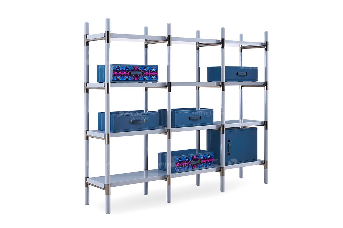 意式輕奢家具高端別墅會(huì)所豪宅家用時(shí)尚奢華不銹鋼金屬書柜書架302S27書柜1